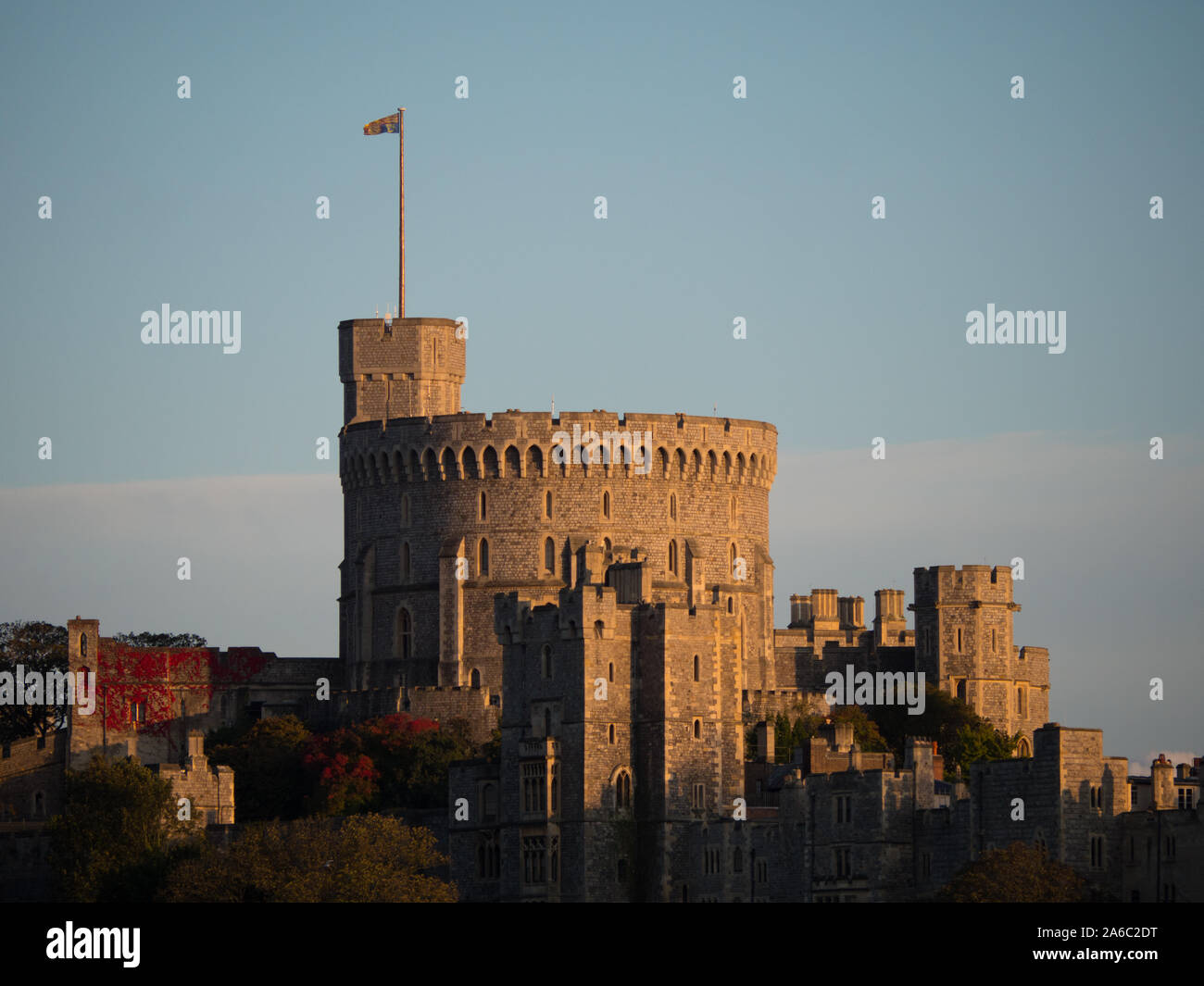 Darkness Falls on Royal Windsor Castle, Windsor, Berkshire, England, UK, GB. Stock Photo