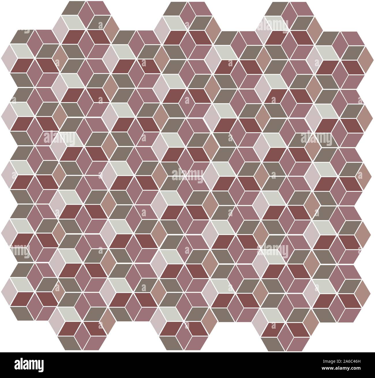 Seamless hexagonal, cubic geometric colorful mosaic pattern Stock Vector