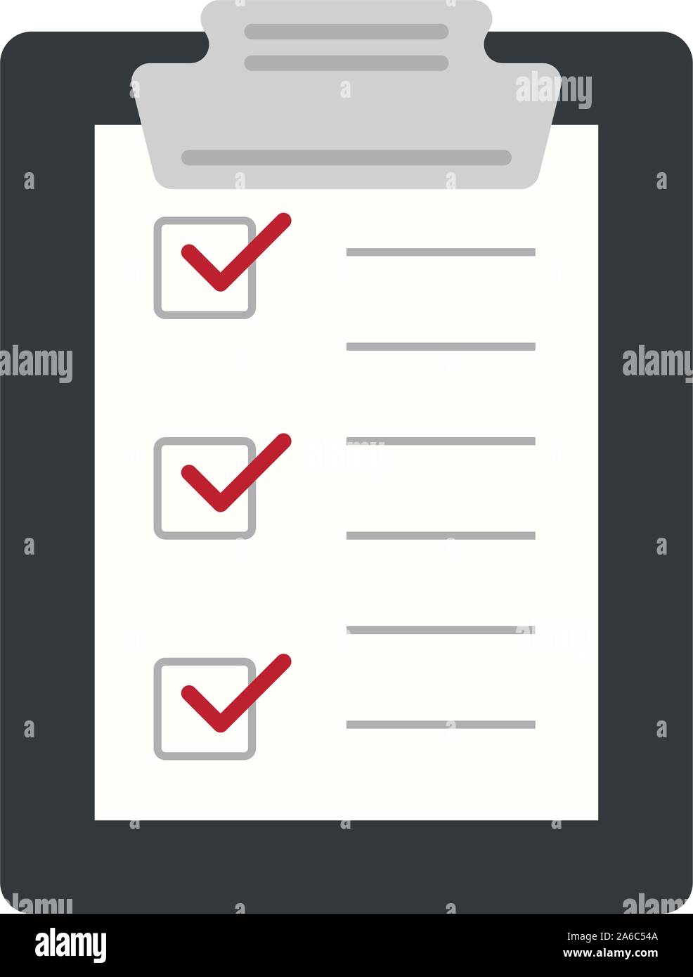 Icon clipboard checklist or document with checkmark with text in flat style Stock Vector