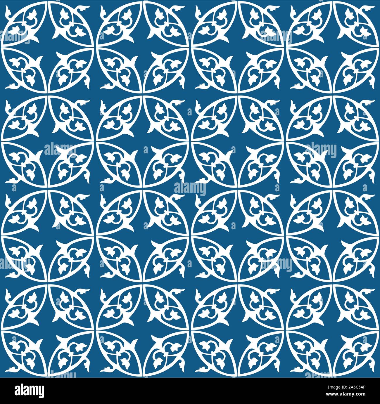 Traditional portuguese white and blue seamless abstract floral pattern Stock Vector