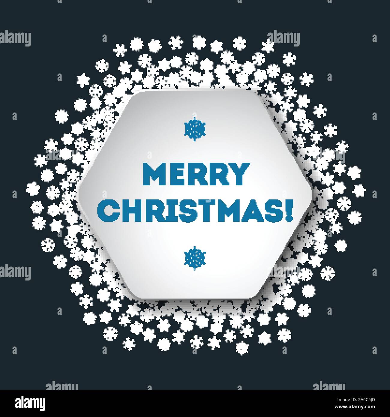 Scattered snowflakes under the retro frame Stock Vector