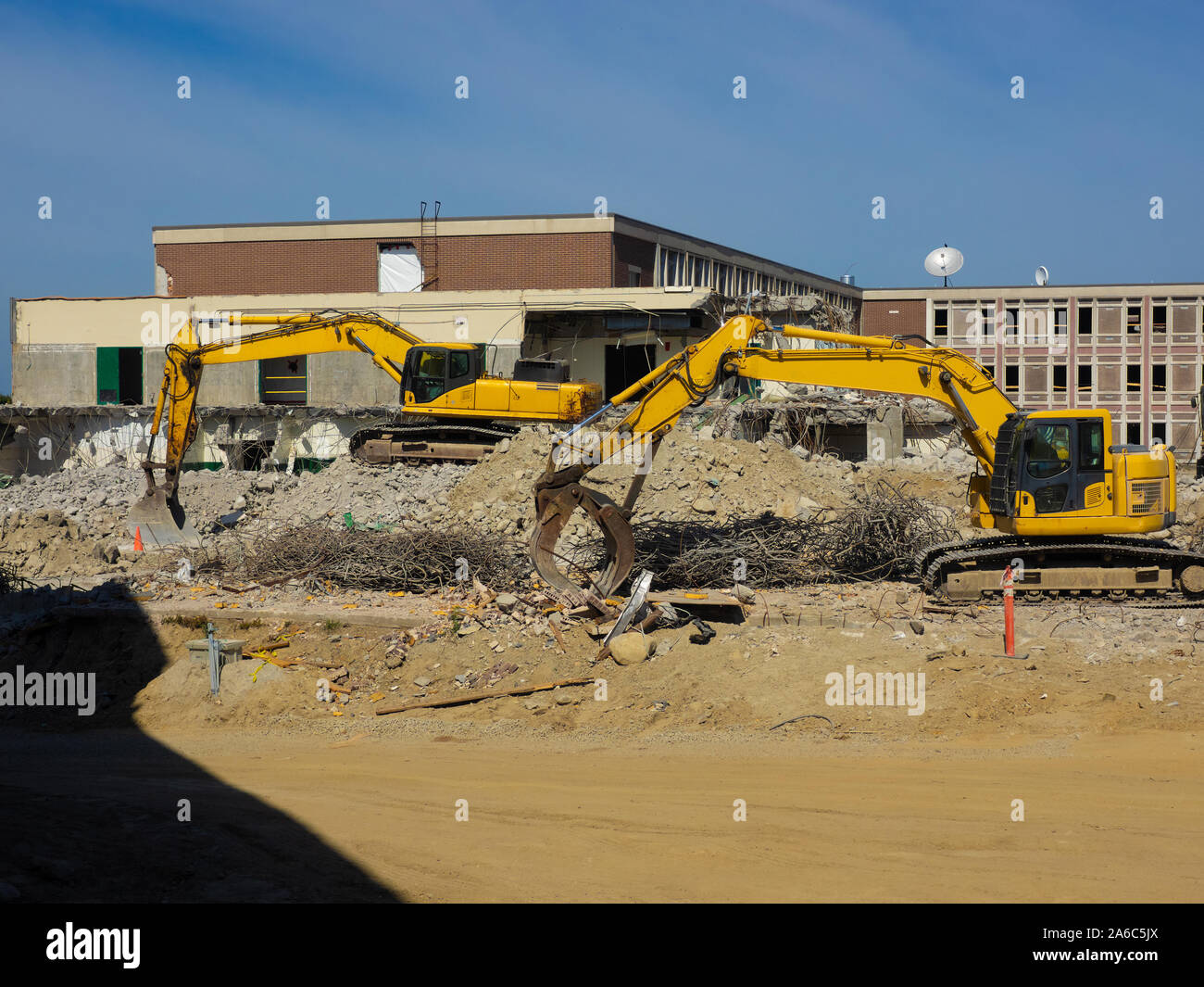 Demolition of an old housing complex Stock Photo