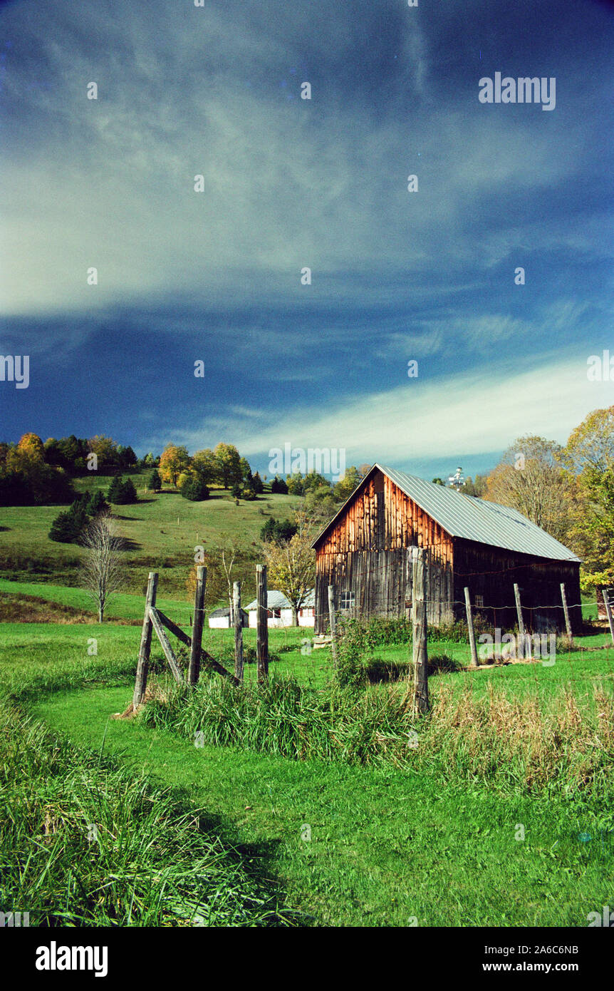 New England barn and pasture - Woodstock, Vermont Stock Photo