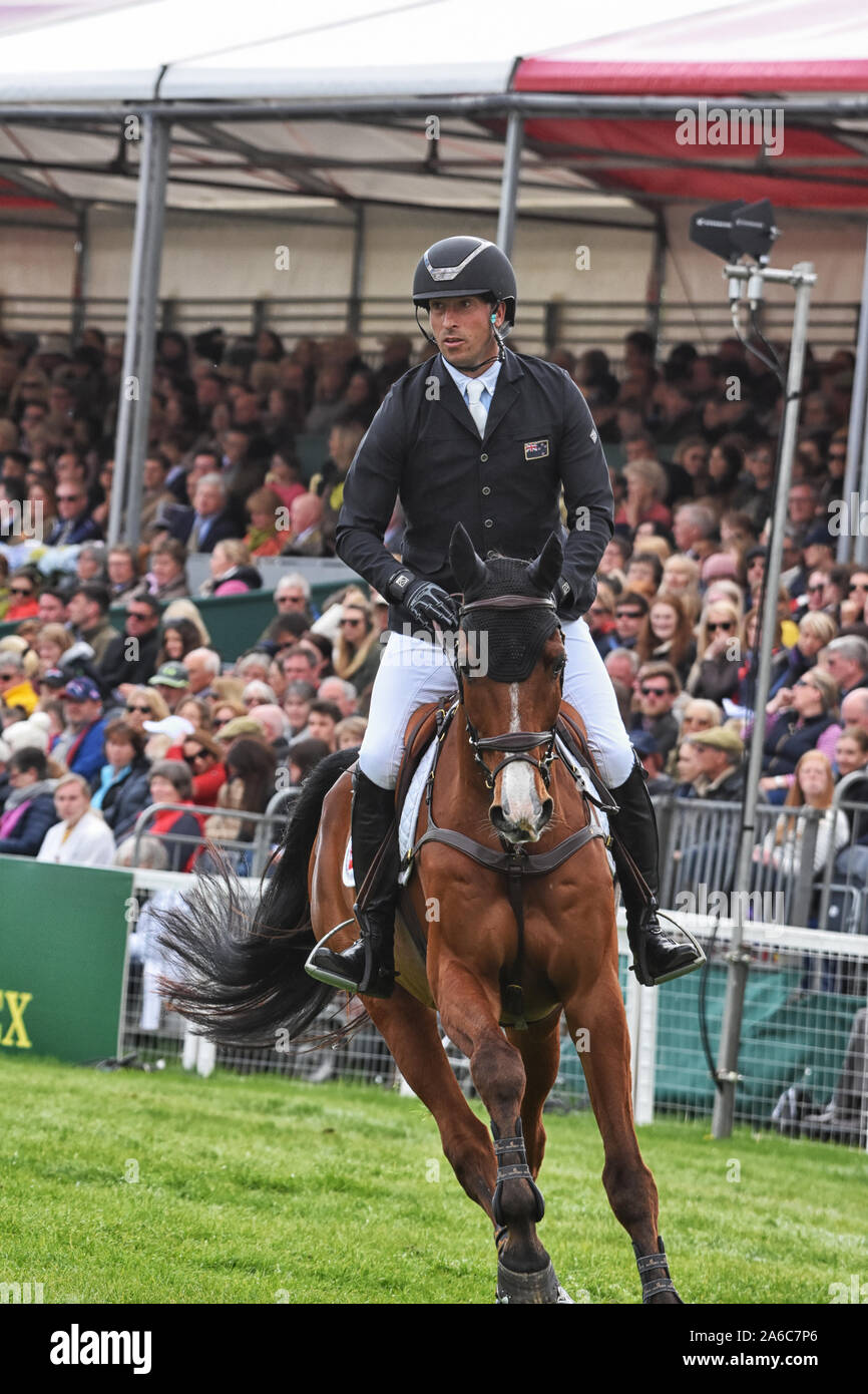 Badminton Horse Trials Gloucester Uk May 2019 Tim Price from New Zealand in the arena at the 2019 Badminton horse trials 2019 riding Ringwood sky boy Stock Photo