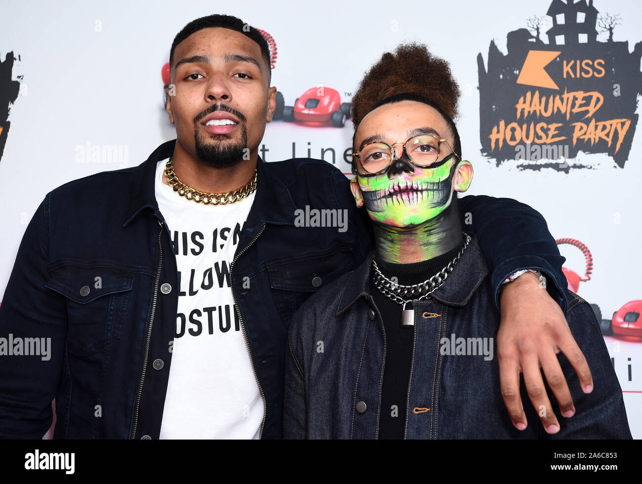Jordan Banjo and Perri Kiely arriving for the Kiss Haunted House Party