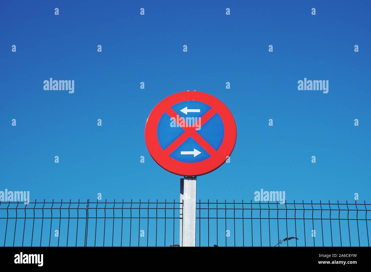 no parking traffic signal on the street in Bilbao city Spain Stock Photo