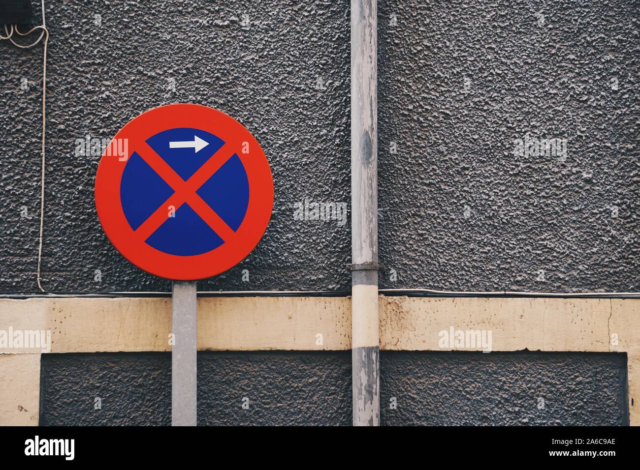 forbidden parking traffic signal on the street in Bilbao city spain Stock Photo