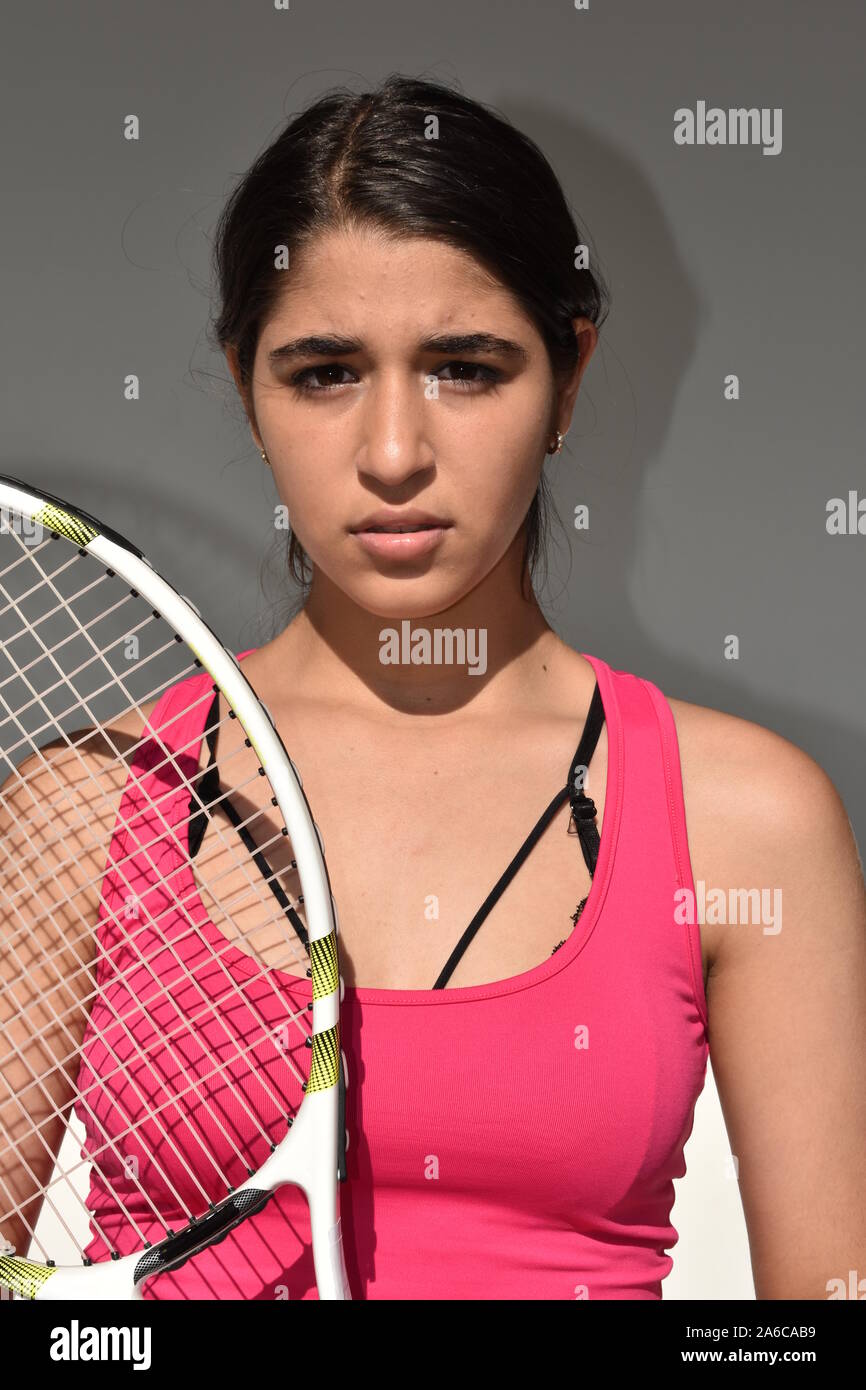Girl Teenager Tennis Player Stock Photo