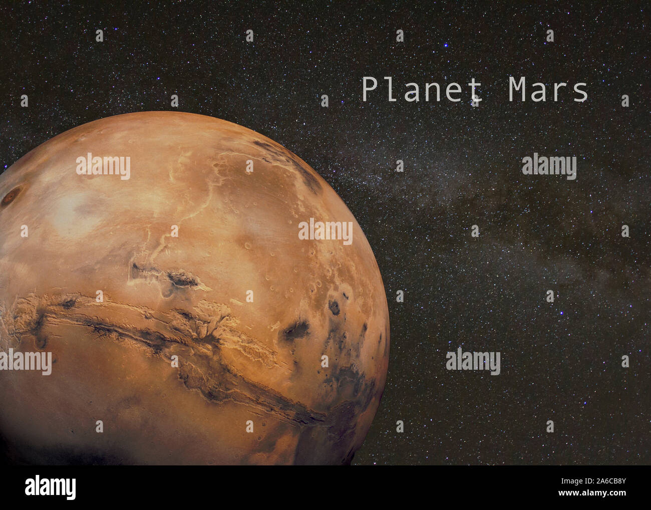 Milky Way Galaxy with Mars. Mars photo courtesy of NASA Stock