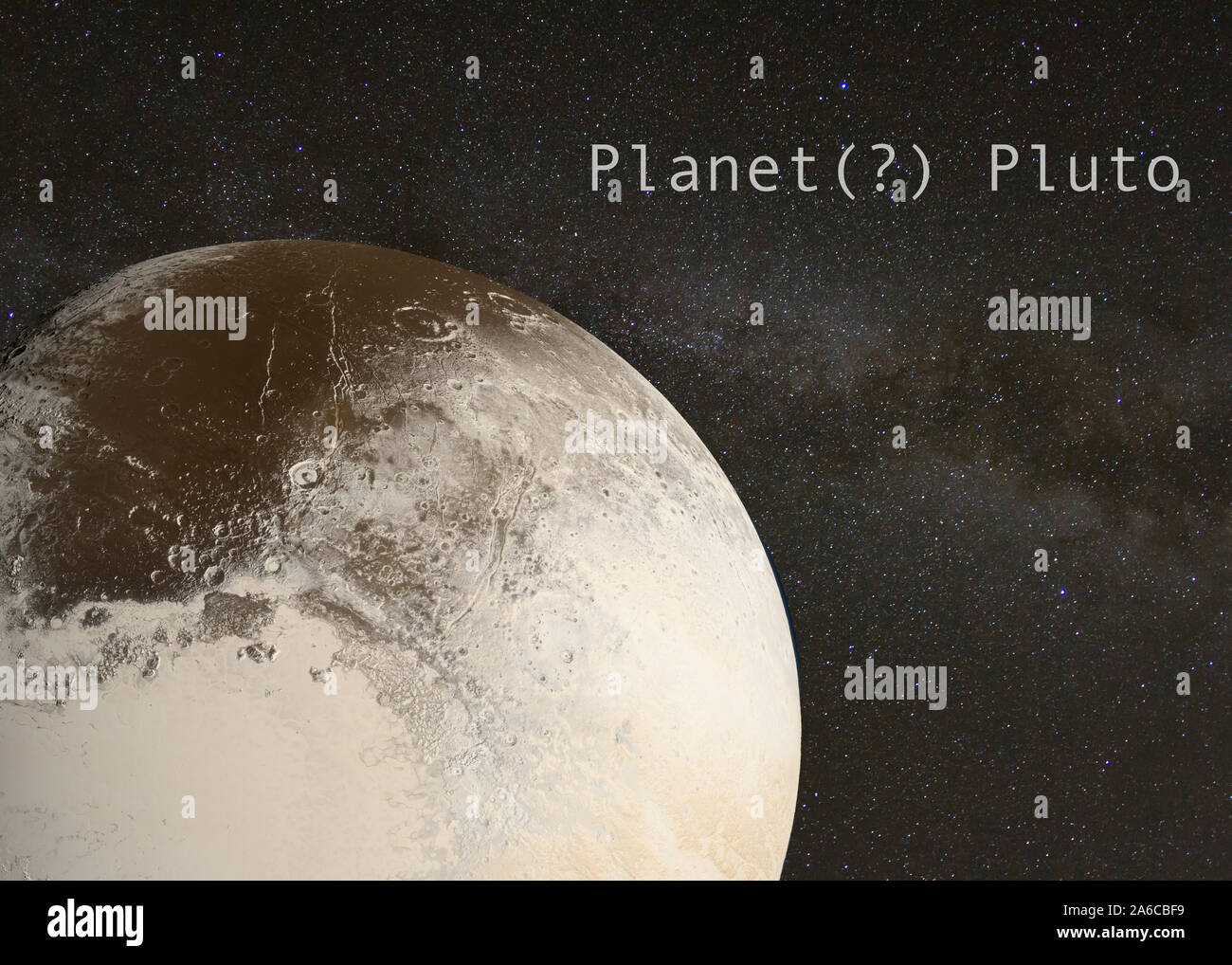 Planet Pluto in the Starry Sky of Solar System in Space. This