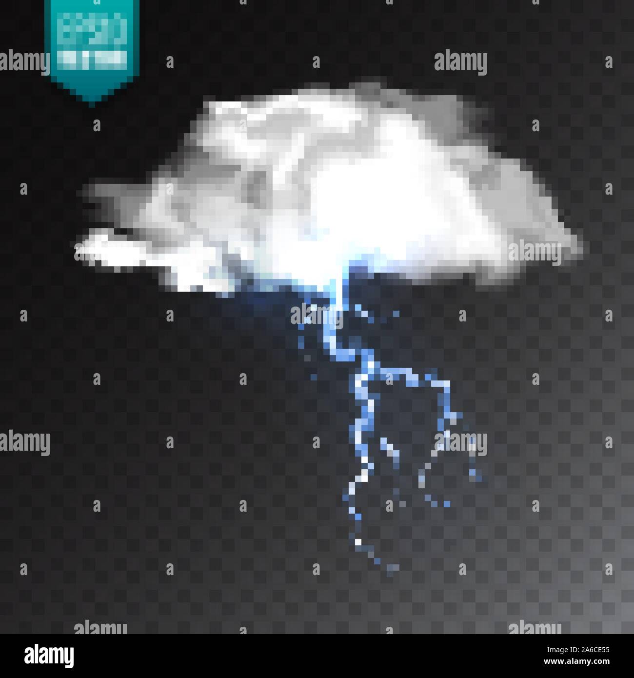 Realistic clouds with lightning on transparent background. Thunderstorm ...
