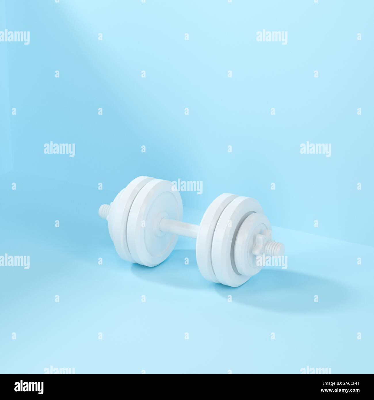 Dumbbells with blue background, fitness theme, 3d rendeirng. Computer ...