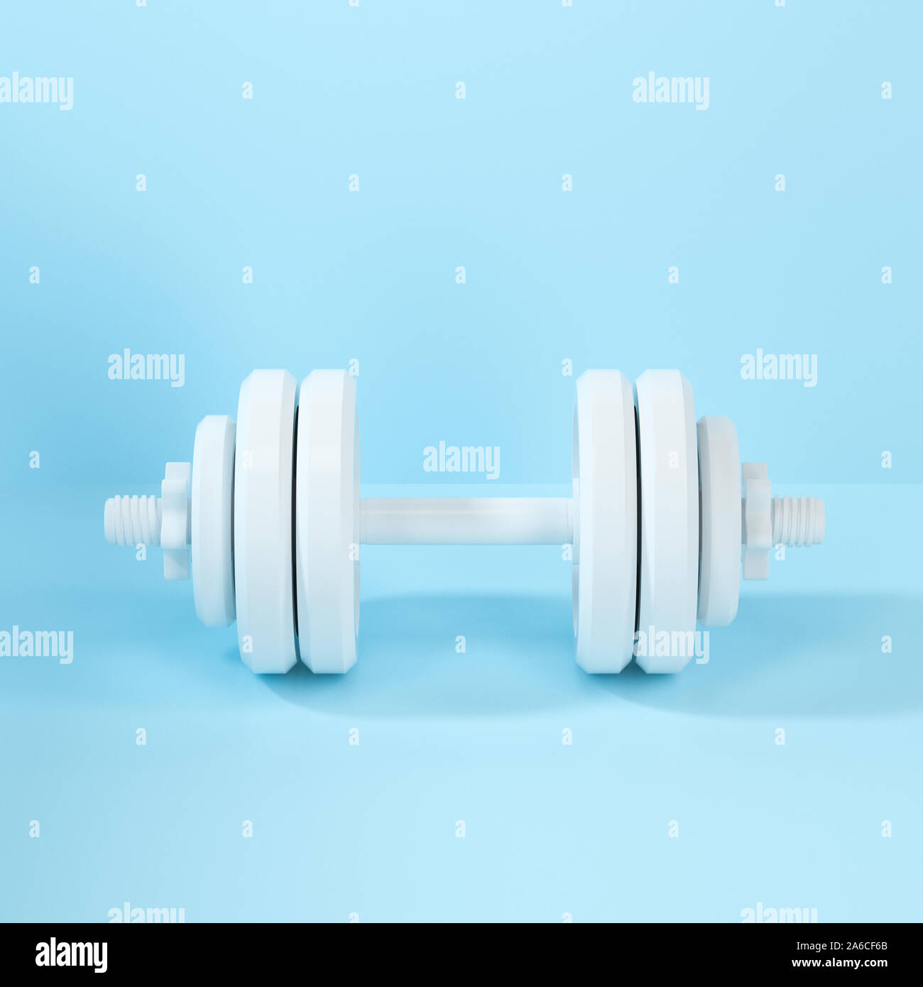 Dumbbells with blue background, fitness theme, 3d rendeirng. Computer ...
