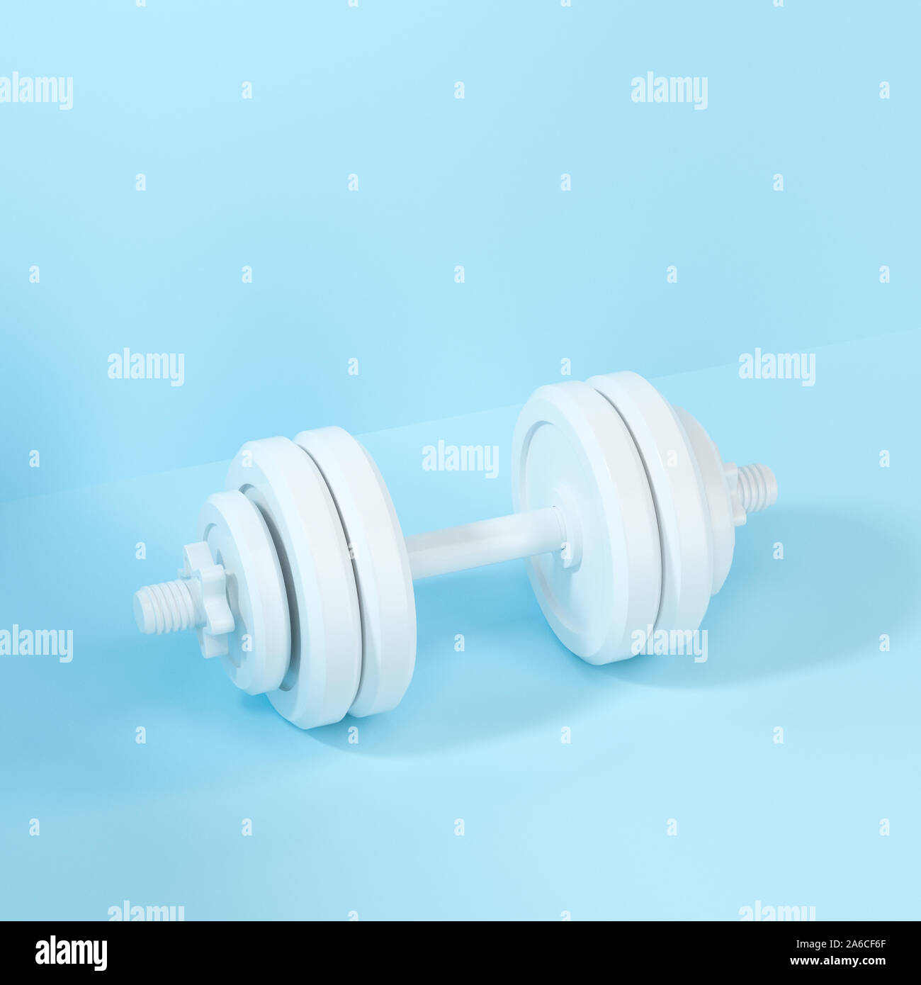 Dumbbells with blue background, fitness theme, 3d rendeirng. Computer ...