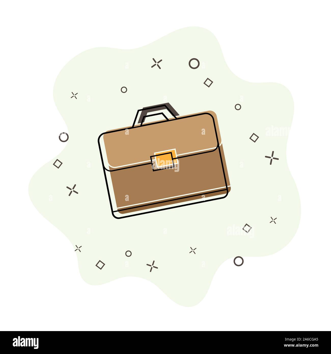 Comic book style briefcase icon with splash effect, flat design. Stock Vector