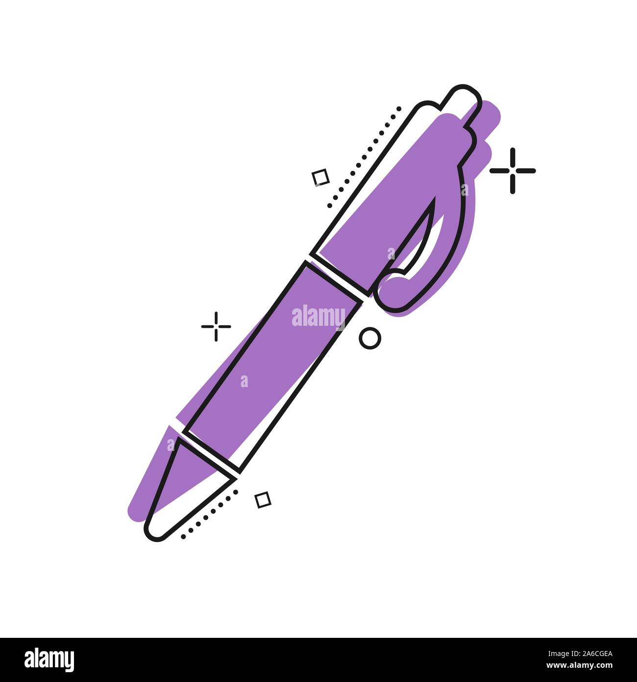 icon "pen" in the style of a comic book. splash effect, simple flat ...