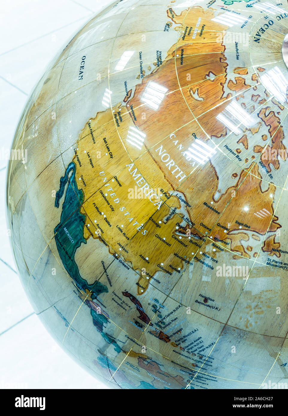 the decorative terrestrial globe, closeup Stock Photo
