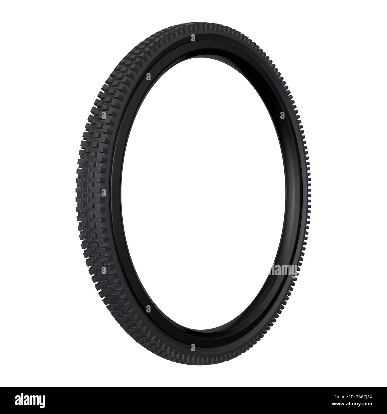 Rubber bicycle tyre on white isolated background. 3D illustration Stock