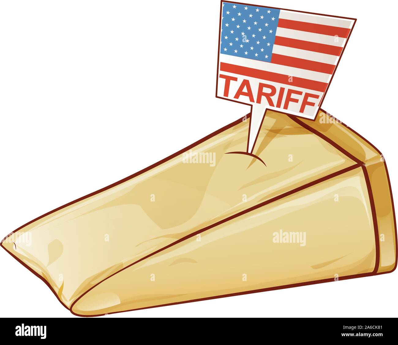 parmesan, United States tariffs on Europe as protectionist trade Stock Vector