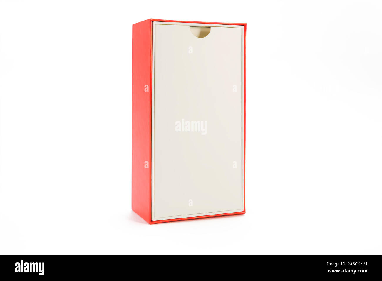 Open box from a mobile phone on a white background Stock Photo