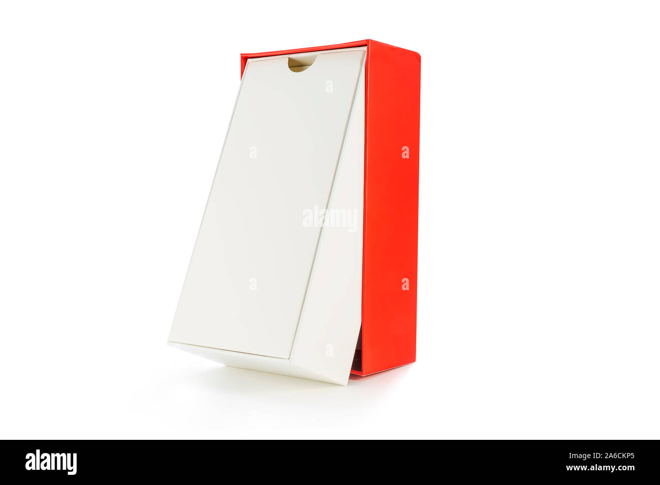 Open box from a mobile phone on a white background Stock Photo