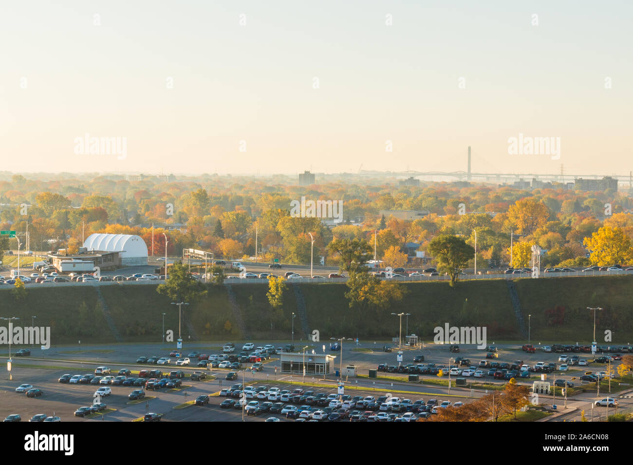 Longueuil, Quebec, Canada Morning panoramic view under the sunlight