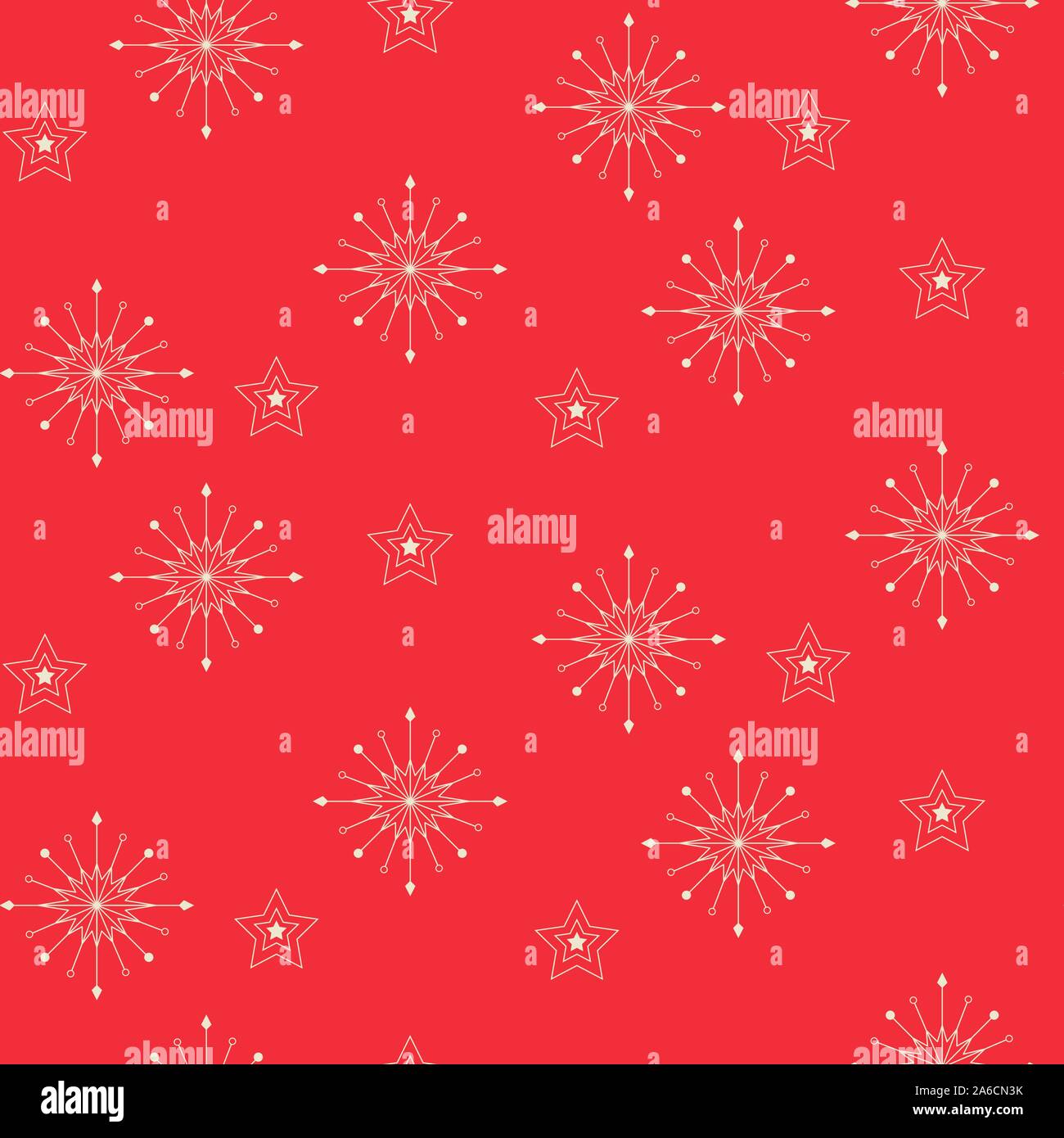 Snowflake seamless pattern. Vector red new year background. Stock Vector