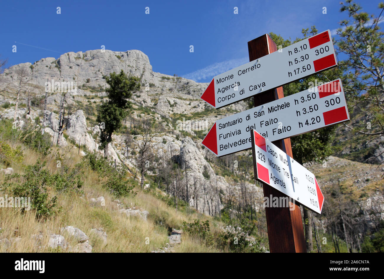 walking routes Caserma della Forestale Sorrento Peninsula Italy Stock Photo