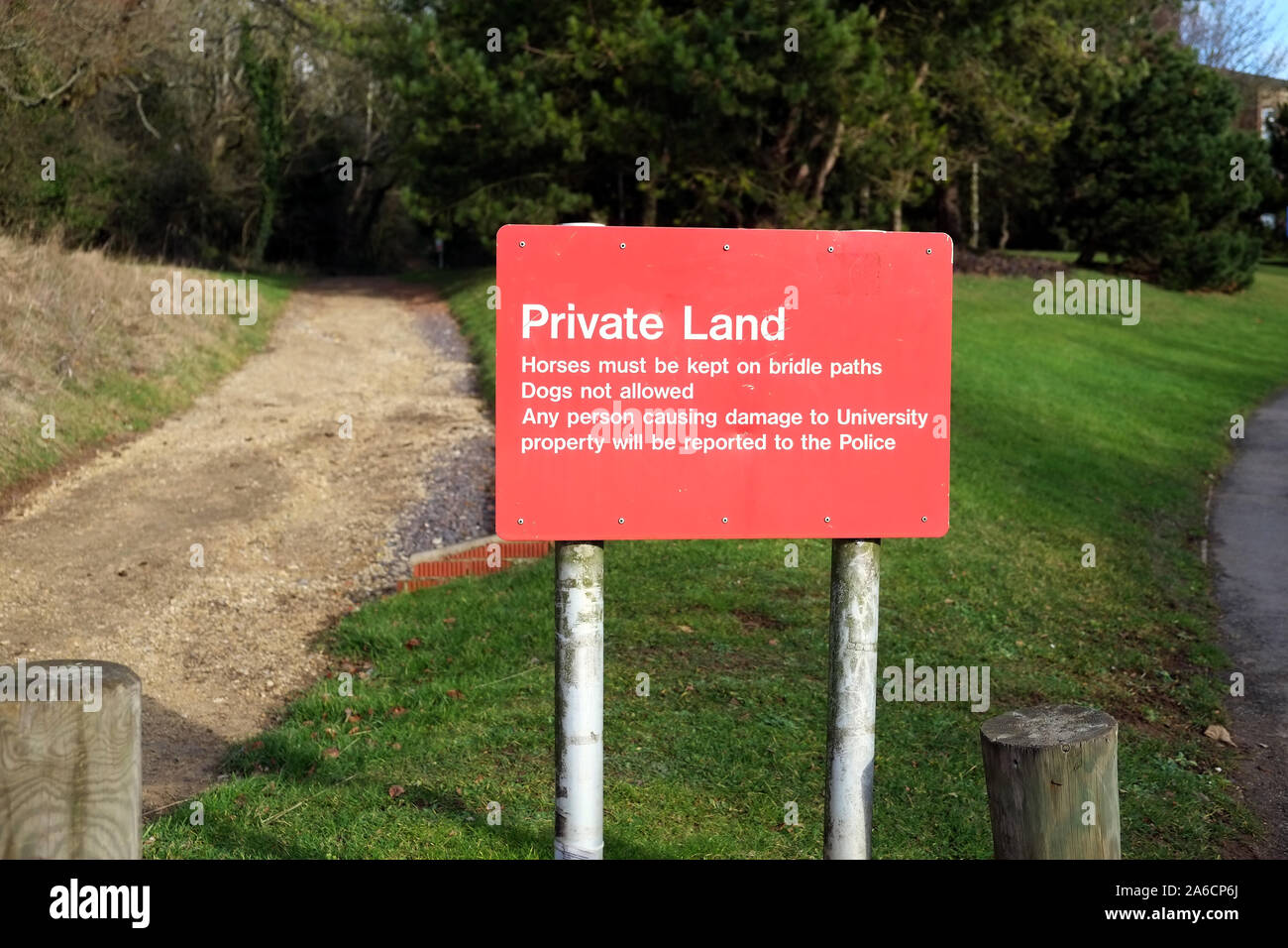 January 2015 - Red private land sign Stock Photo
