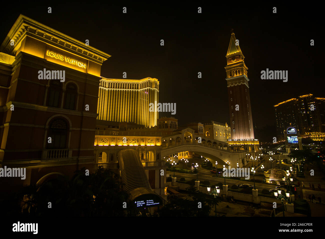 Walking around and visiting the huge Venetian Hotel in Macau, This amazing place is a massive hotel with a huge casino and a shopping mall inside, Stock Photo