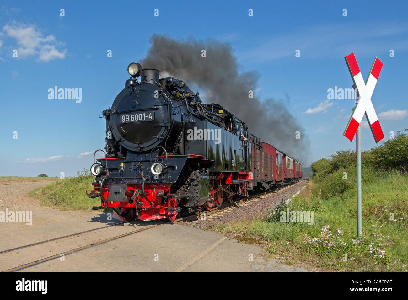 A steam train of Selketal Railway near Quarmbeck, Saxony-Anhalt, Germany Stock Photo