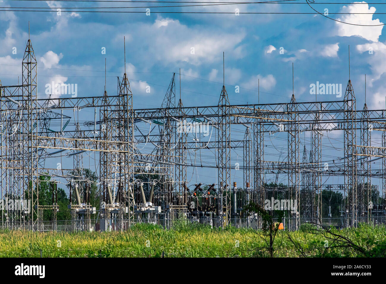 Pylons Inslulators Electrical central where can be seen electric transmission pylons ...