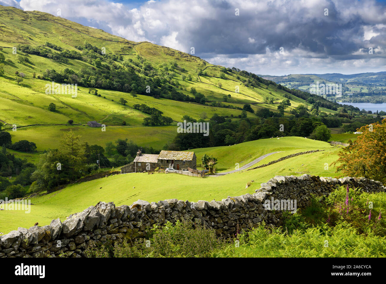 Oak cottage on The Struggle road to Kirkstone Pass with Windermere Lake ...