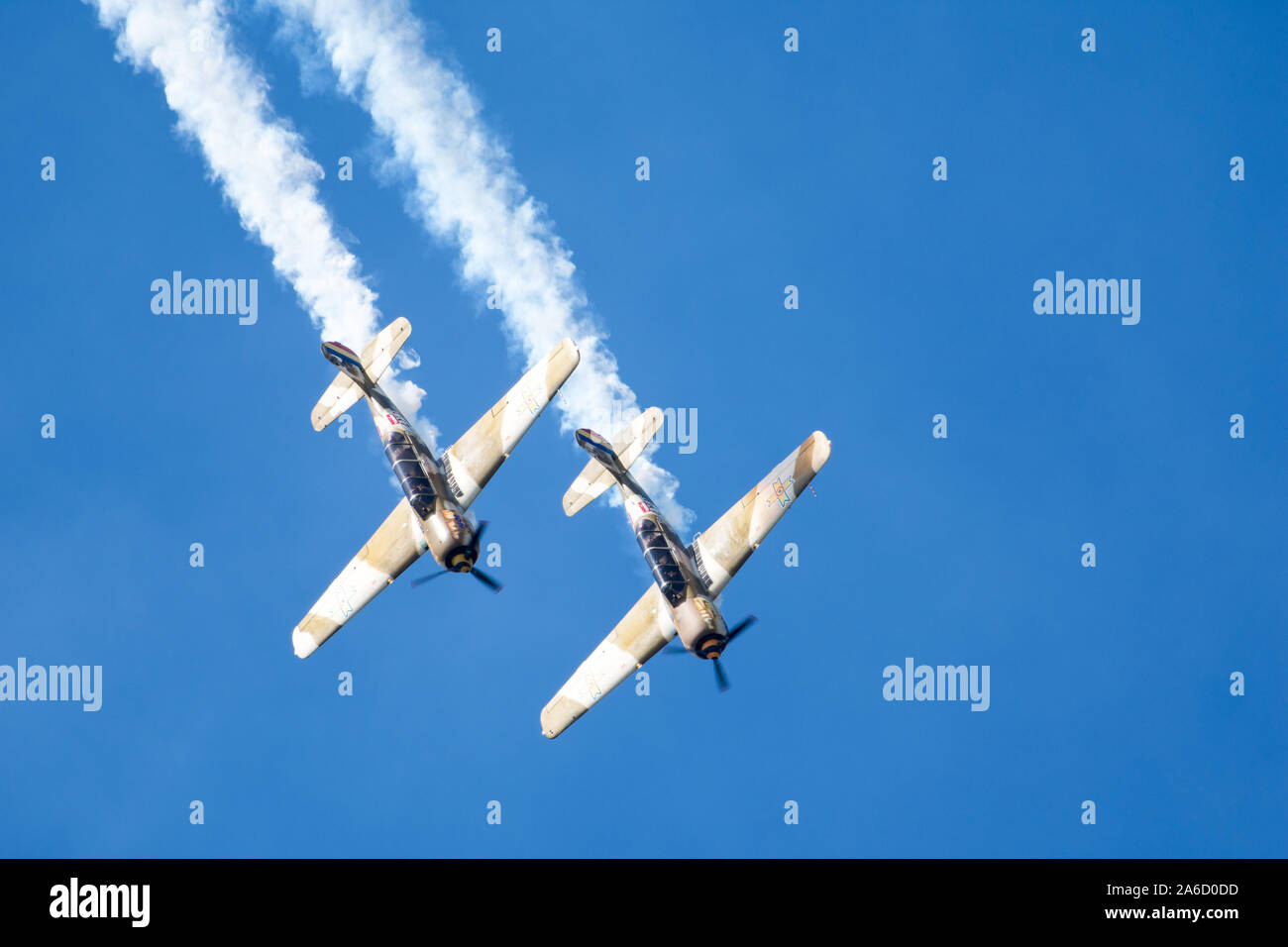 Bucharest, Romania - September 21, 2019 - Aeronautic Show Lacul Morii, Iacarii Acrobati romanian aerobatics team performing Stock Photo