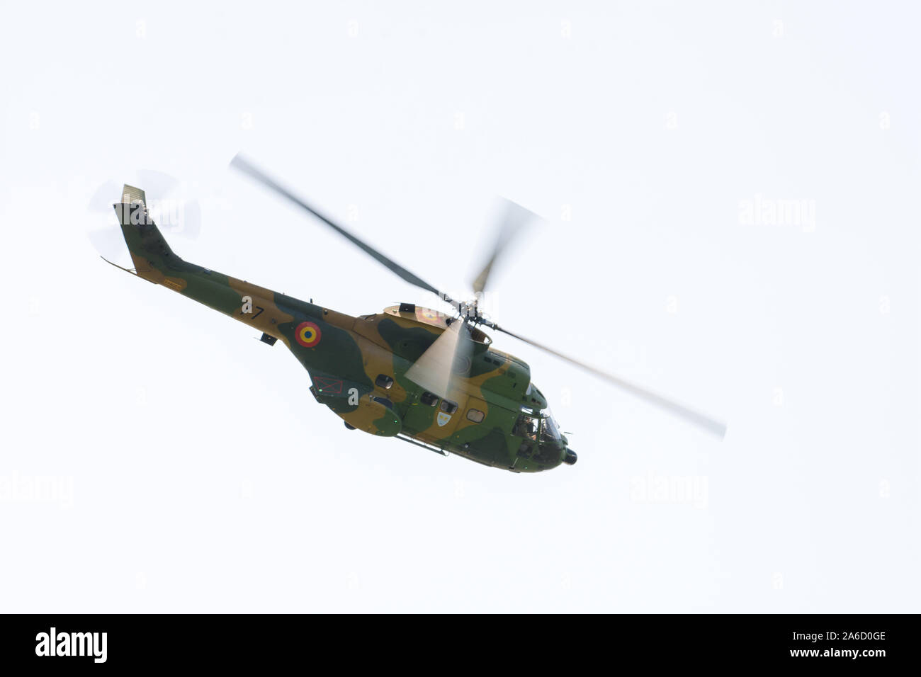 Bucharest, Romania - September 21, 2019 - Aeronautic Show Lacul Morii, IAR330 Puma helicopter Romanian Air Force Stock Photo