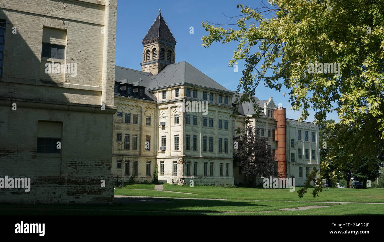 Kirkbride Building, Fergus Falls State Hospital, former mental asylum, now empty, USA National Register of Historic Places, Fergus Falls, Minnesota. Stock Photo