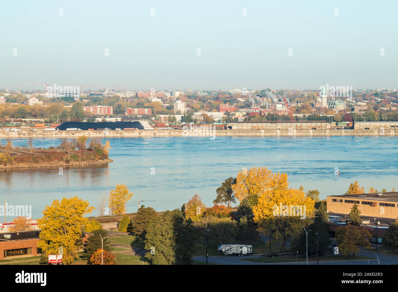 Longueuil, Quebec, Canada, october 2019 View of Saint Laurent river