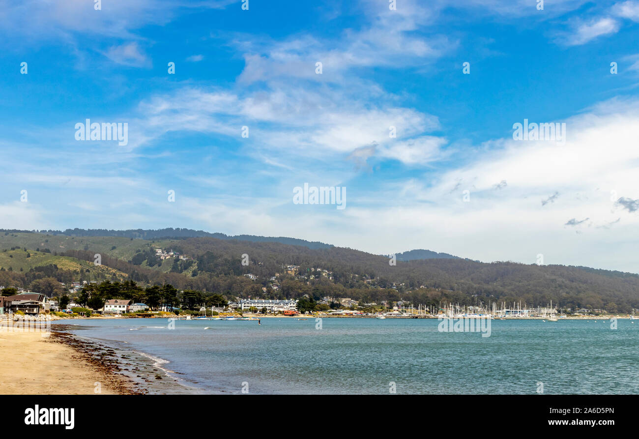 Pillar Point Harbor, El Grenada/Half Moon Bay, Highway 1, Northern California. Stock Photo