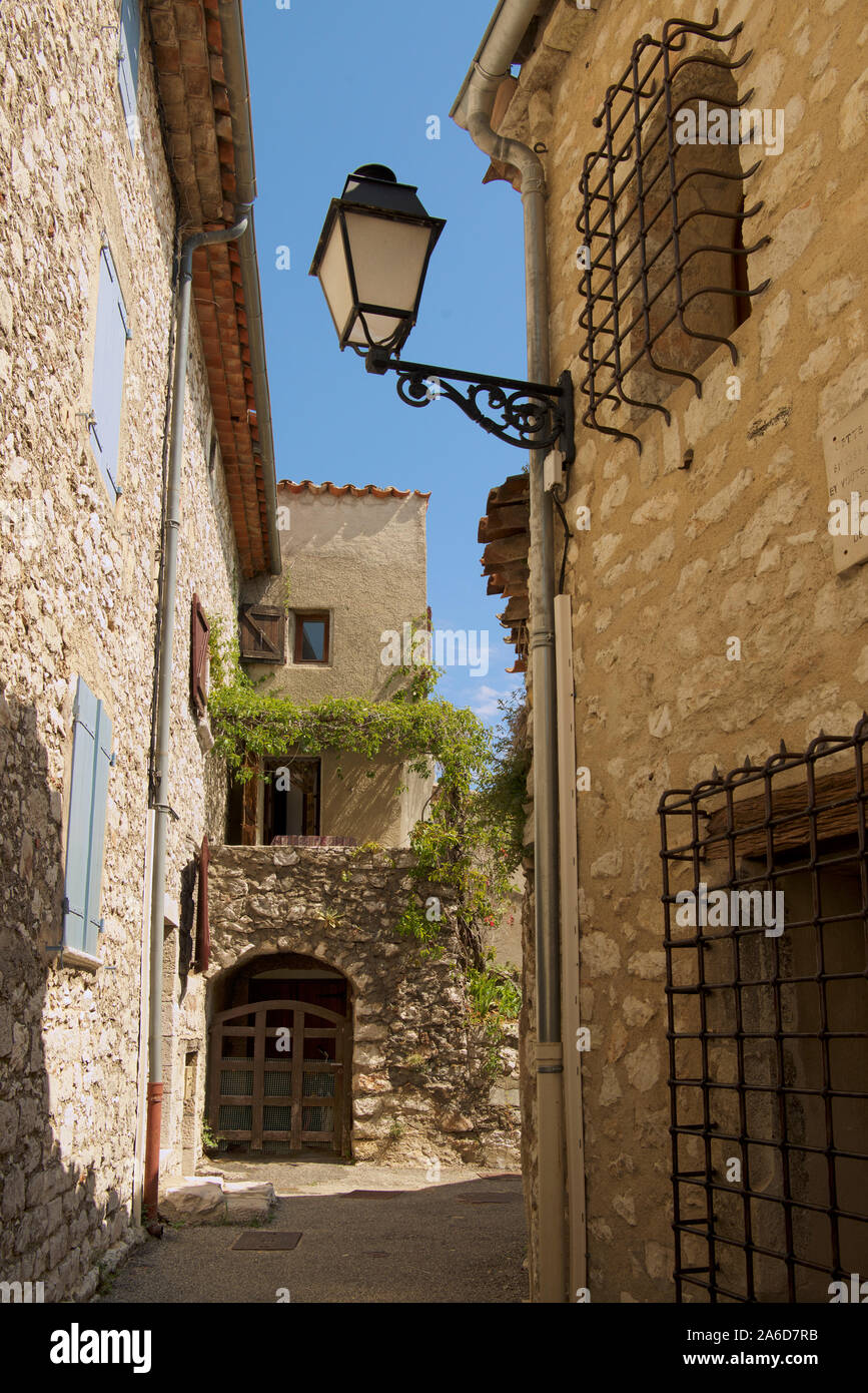 Narrow alley between houses Mons Var Provence France Stock Photo