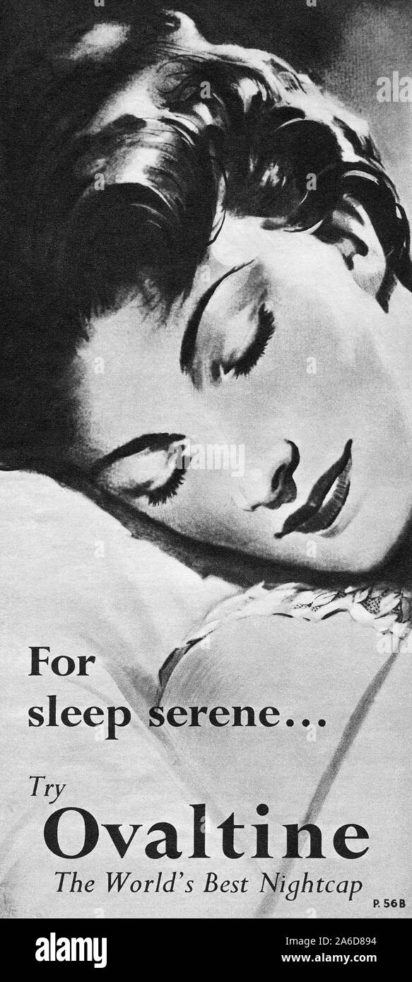1959 British advertisement for Ovaltine. Stock Photo