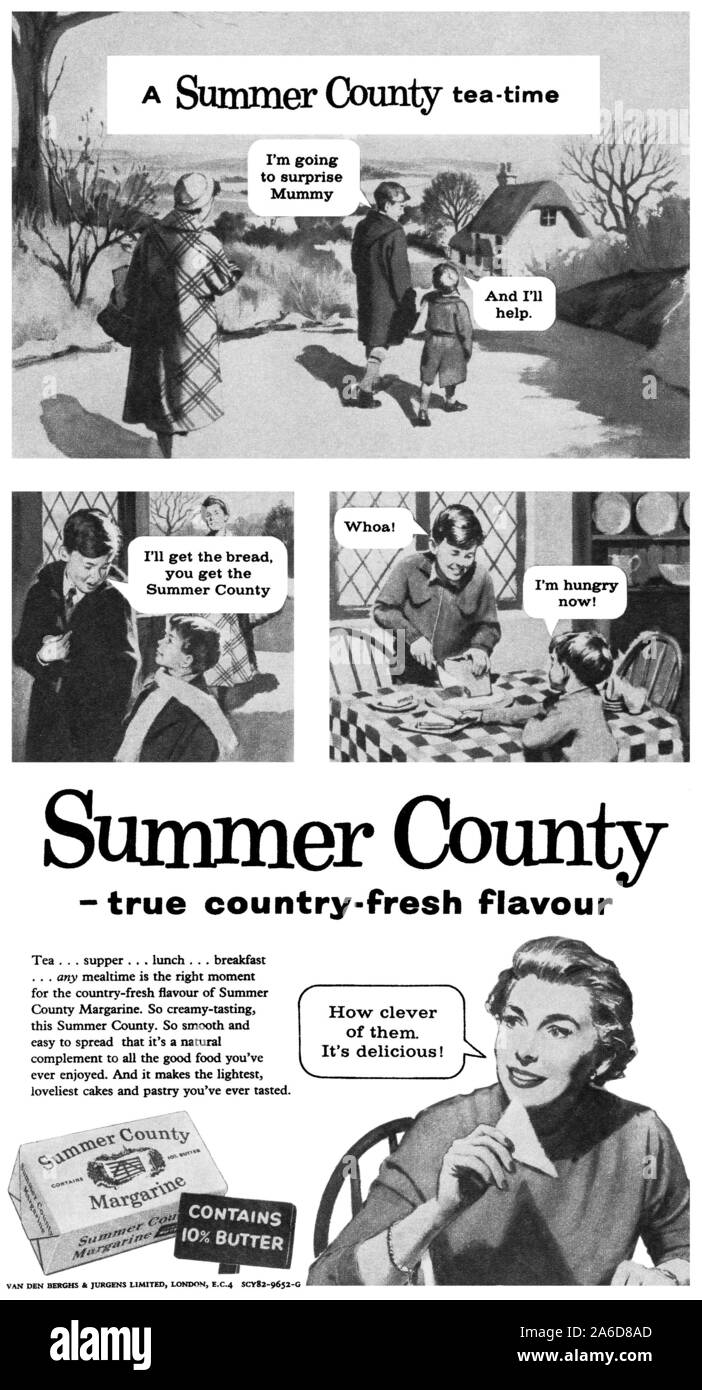 1959 British advertisement for Summer County margarine. Stock Photo