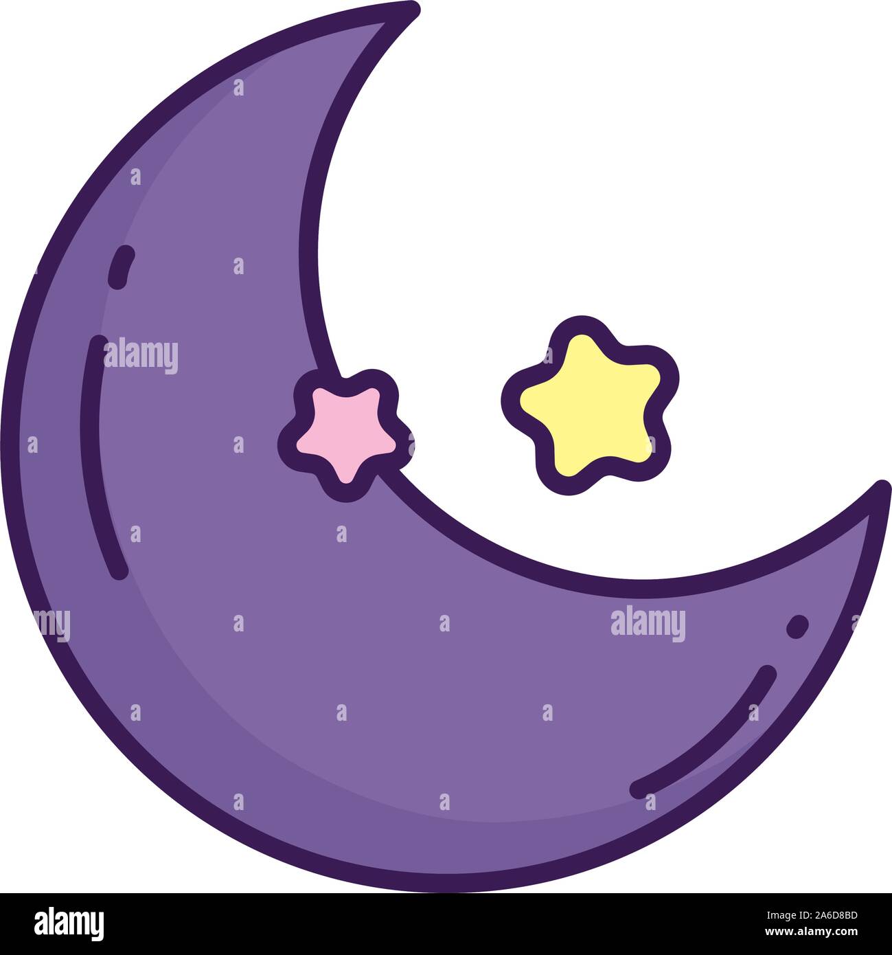 purple half moon and stars decoration vector illustration Stock Vector