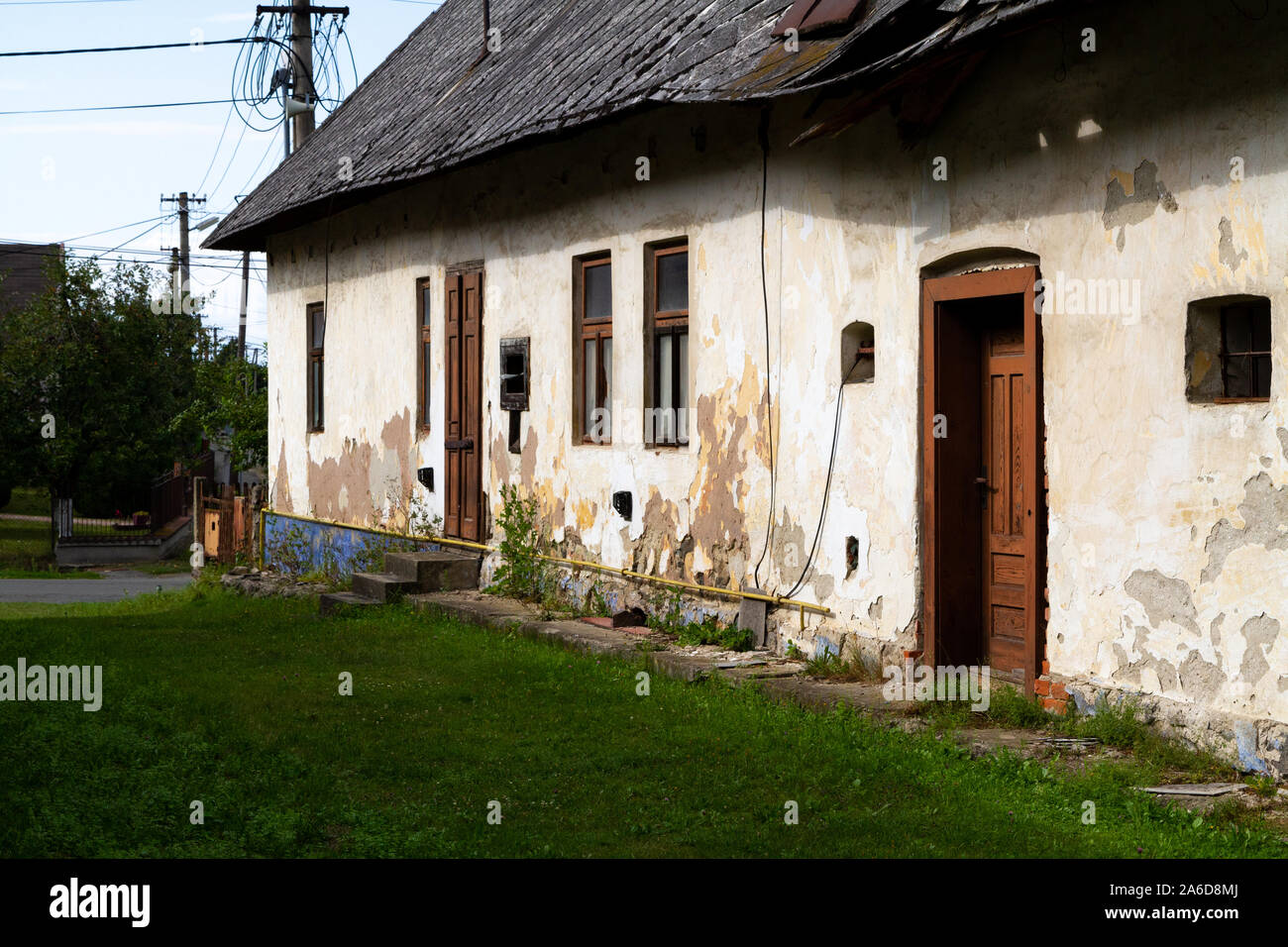 An old desolate house in ruins. Shot in Caklov, Slovakia in 2019. Stock Photo