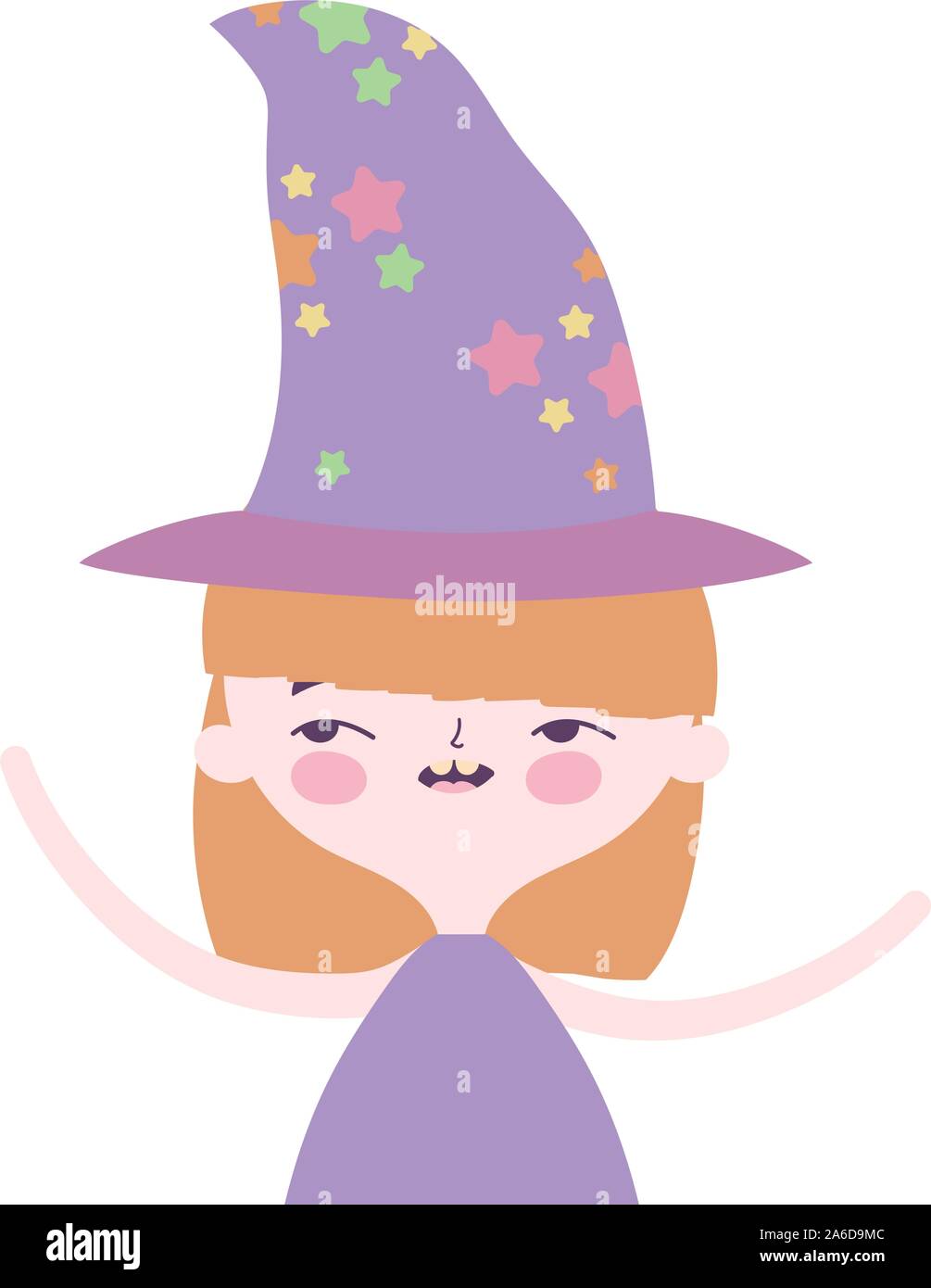happy halloween celebration girl with hat costume vector illustration ...