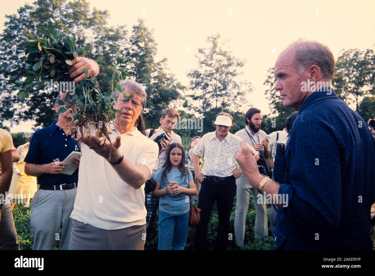 Jimmy Carter and John Glenn on Carter's peanut farm in Plains, GA Stock