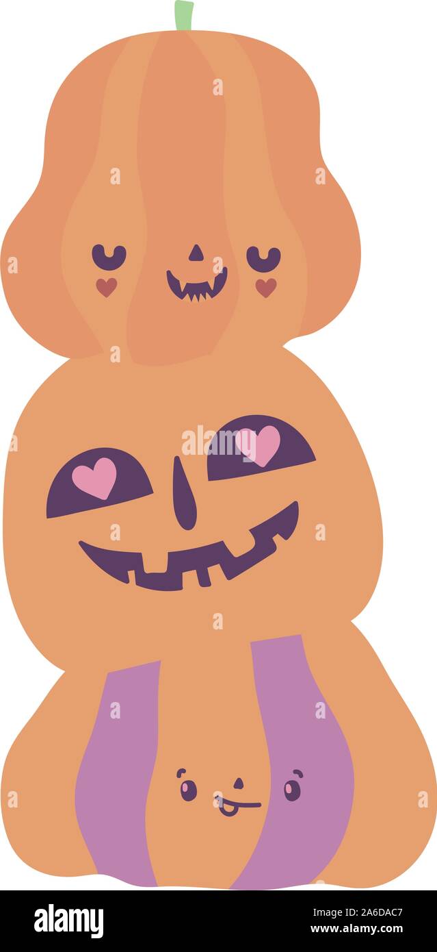 happy halloween celebration pile scary pumpkins vector illustration ...