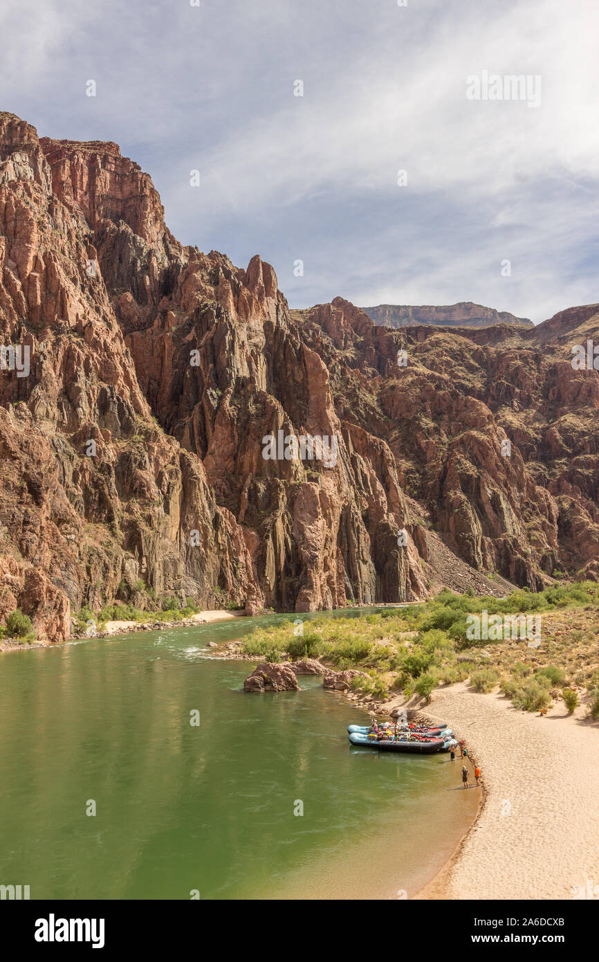 White water rafts on Boat Beach on the Colorado Beach near Phantom ...