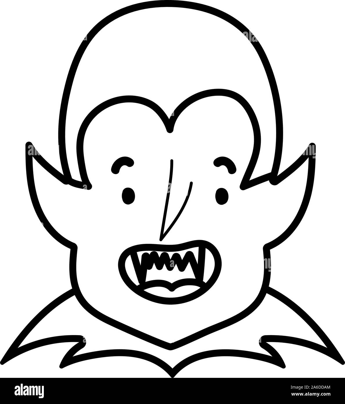 Happy Halloween Celebration Boy Dracula With Teeth Costume Vector Illustration Line Style Stock Vector Image Art Alamy
