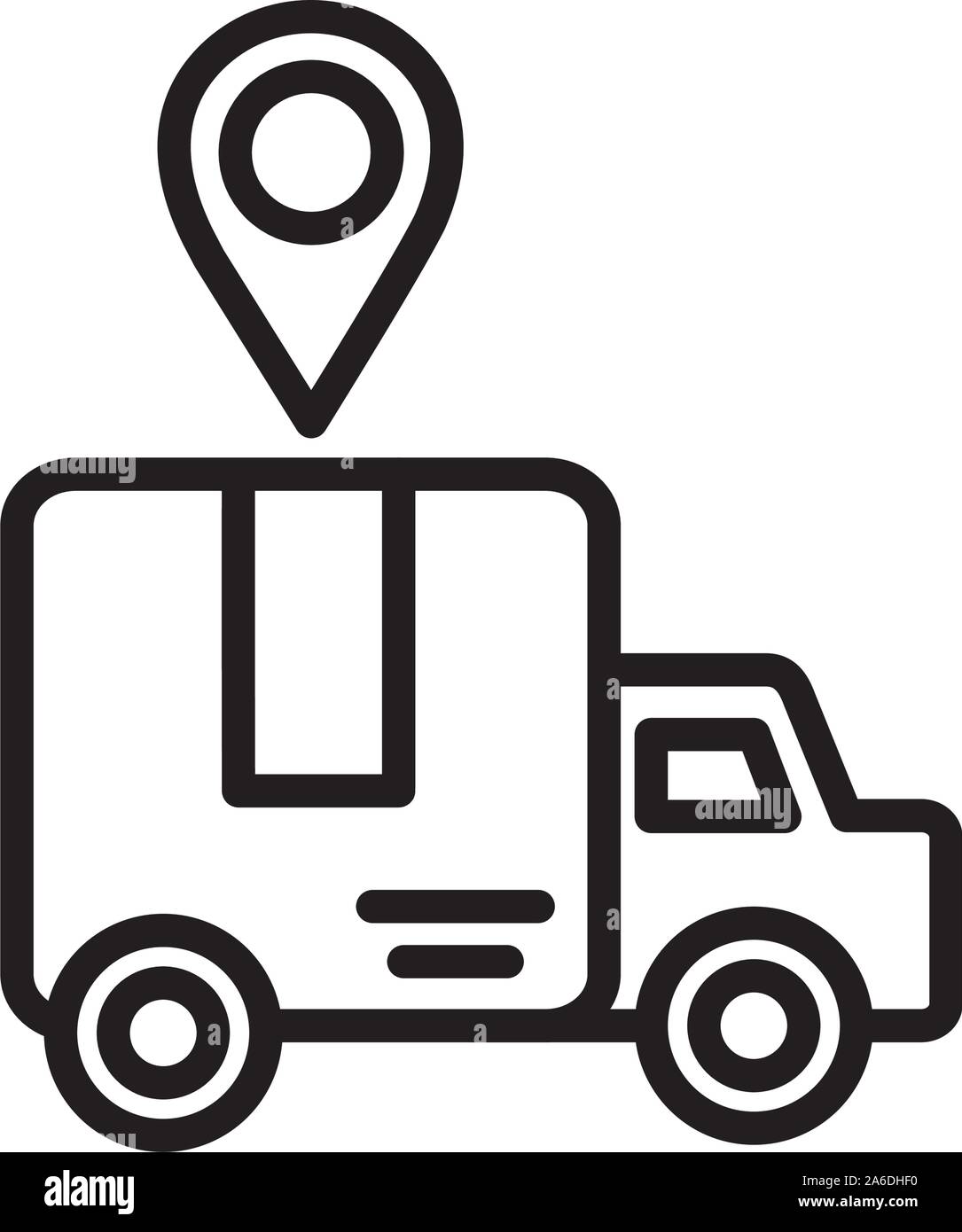truck location pointer delivery icon vector illustration thick line ...