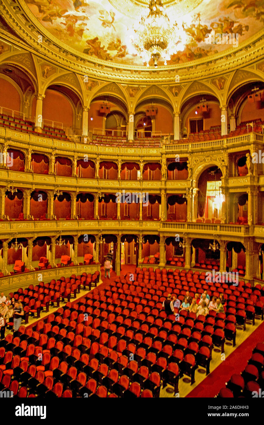 Interior of the Hungarian State Opera House (Magyar Allami Operahaz) in Budapest. Stock Photo
